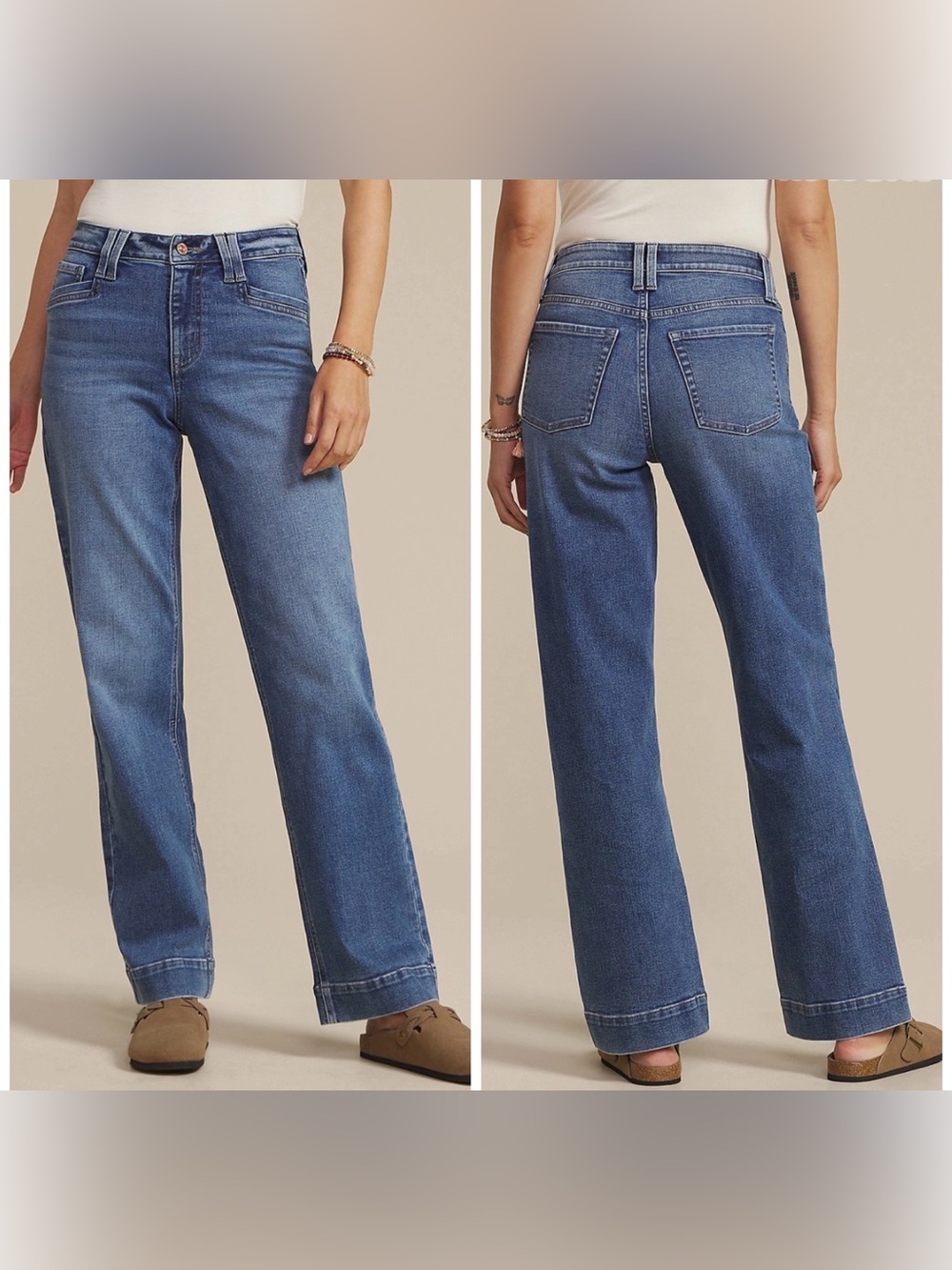 NWT m jeans by Maurices High Rise Medium Sandblast Slant Pocket Wide Leg Jean 16